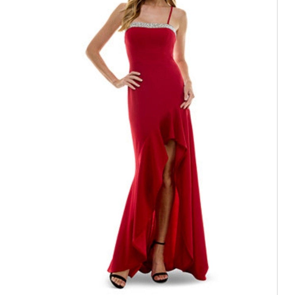 City Studio Elegant Red Evening Gown